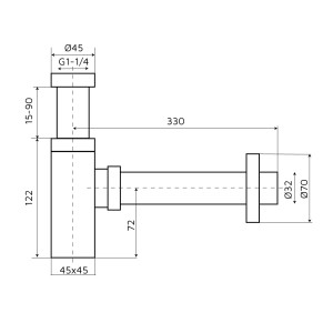 Siphon cubique Noir Mat pour vasque Trend et Strucrura