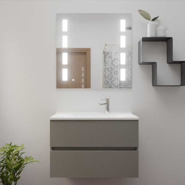 Meuble ROSINOX 80 cm avec plan vasque et miroir PRESTIGE - Gris Mat
