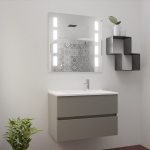 Meuble ROSINOX 80 cm avec plan vasque et miroir PRESTIGE - Gris Mat