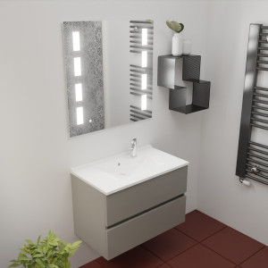 Meuble ROSINOX 80 cm avec plan vasque et miroir PRESTIGE - Gris Mat