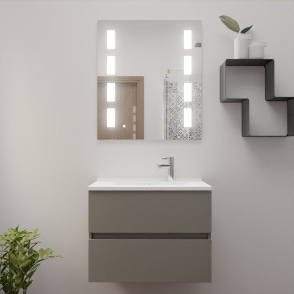 Meuble ROSINOX 70 cm avec plan vasque et miroir PRESTIGE - Gris Mat