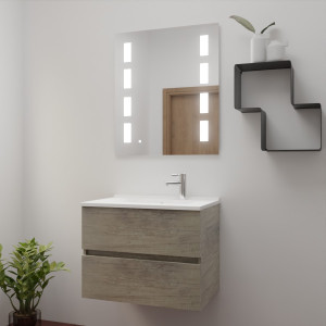 Meuble ROSINOX 70 cm avec plan vasque et miroir PRESTIGE - Bois