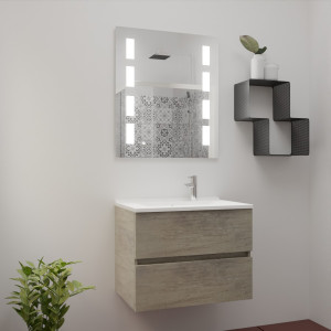 Meuble ROSINOX 70 cm avec plan vasque et miroir PRESTIGE - Bois