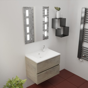 Meuble ROSINOX 70 cm avec plan vasque et miroir PRESTIGE - Bois