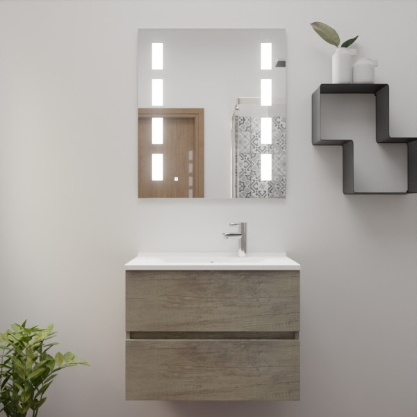 Meuble ROSINOX 70 cm avec plan vasque et miroir PRESTIGE - Bois