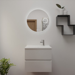 Meuble ROSINOX 60 cm avec plan vasque et miroir - Blanc Mat