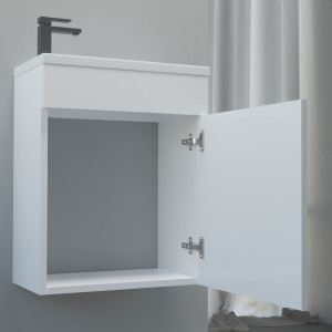 Meuble lave-mains LILA 44x26 cm avec vasque et miroir - Blanc