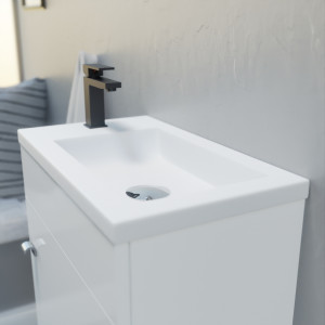 Meuble lave-mains LILA 44x26 cm avec vasque et miroir - Blanc