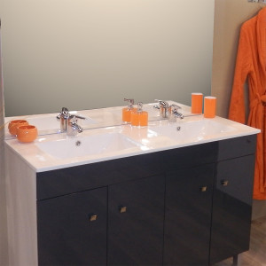 Plan double vasque en céramique CÉRAPLAN - 120 cm