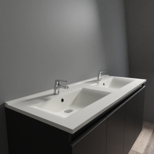 Plan double vasque en céramique CÉRAPLAN - 120 cm