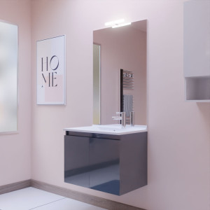 Meuble PROLINE 70 cm avec plan vasque et miroir - Gris anthracite