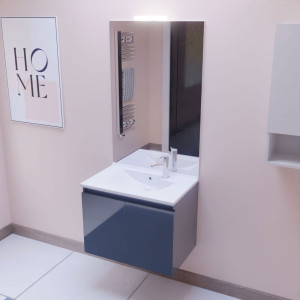 Meuble PROLINE 70 cm avec plan vasque et miroir - Gris anthracite