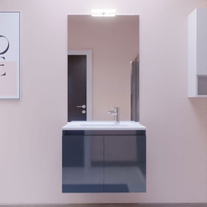 Meuble PROLINE 70 cm avec plan vasque et miroir - Gris anthracite