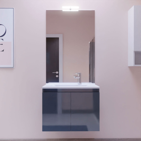 Meuble PROLINE 70 cm avec plan vasque et miroir - Gris anthracite