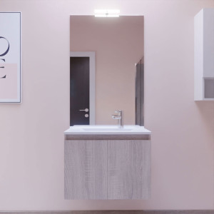 Meuble PROLINE 70 cm avec plan vasque et miroir - Cambrian oak