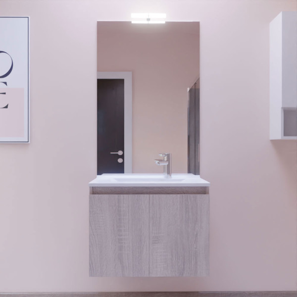 Meuble PROLINE 70 cm avec plan vasque et miroir - Cambrian oak