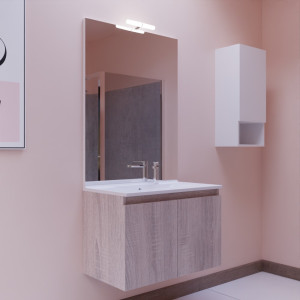 Meuble PROLINE 80 cm avec plan vasque et miroir - Cambrian oak