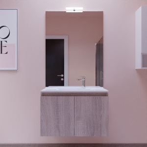 Meuble PROLINE 80 cm avec plan vasque et miroir - Cambrian oak