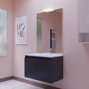 Meuble PROLINE 80 cm avec plan vasque et miroir - Gris anthracite