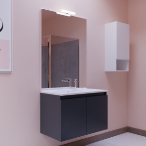 Meuble PROLINE 80 cm avec plan vasque et miroir - Gris anthracite