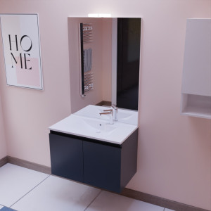 Meuble PROLINE 80 cm avec plan vasque et miroir - Gris anthracite