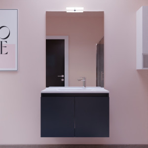 Meuble PROLINE 80 cm avec plan vasque et miroir - Gris anthracite