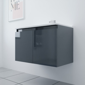 Meuble simple vasque PROLINE 80 cm - Gris brillant