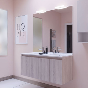 Meuble PROLINE 120 cm avec plan vasque et miroir - Cambrian oak