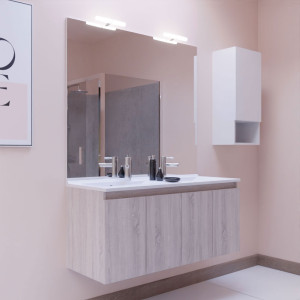 Meuble PROLINE 120 cm avec plan vasque et miroir - Cambrian oak