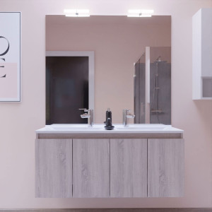 Meuble PROLINE 120 cm avec plan vasque et miroir - Cambrian oak