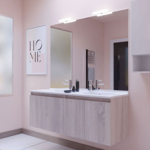 Meuble PROLINE 140 cm avec plan vasque et miroir - Cambrian oak