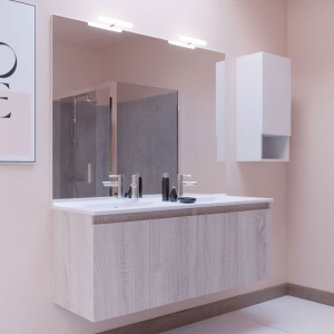 Meuble PROLINE 140 cm avec plan vasque et miroir - Cambrian oak