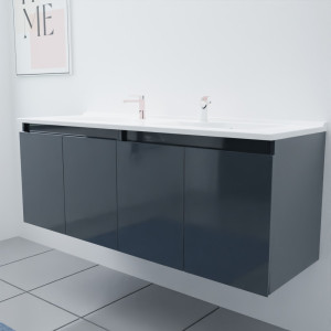 Caisson double vasque PROLINE 140 - Gris brillant