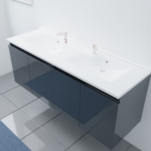 Caisson double vasque PROLINE 140 - Gris brillant