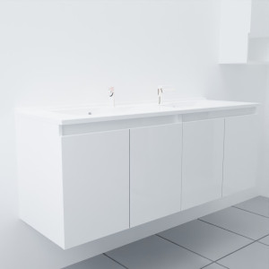 Caisson double vasque PROLINE 140 - Blanc brillant