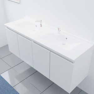 Caisson double vasque PROLINE 140 - Blanc brillant