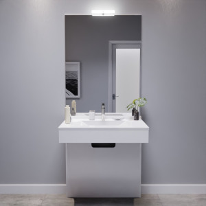 Meuble EPURE 80 cm avec plan vasque et miroir - blanc brillant