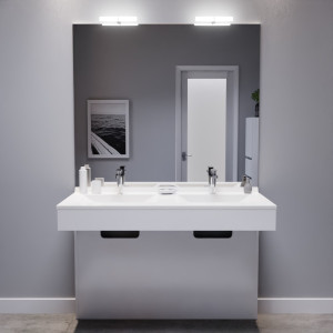 Meuble EPURE 120 cm avec plan vasque et miroir - blanc brillant