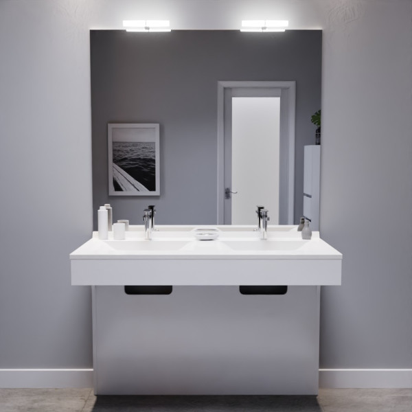 Meuble EPURE 120 cm avec plan vasque et miroir - blanc brillant