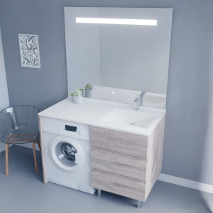 Meuble KORA LL 124 cm vasque déportée à droite - Cambrian Oak