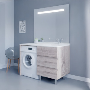 Meuble KORA LL 124 cm vasque déportée à droite - Cambrian Oak