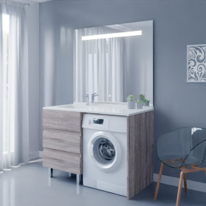 Meuble KORA LL 124 cm vasque déportée à gauche - Cambrian Oak