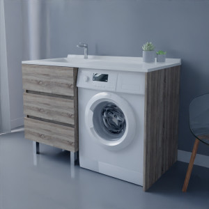 Caisson KORA LL 124 cm vasque déportée à gauche - Cambrian Oak (sans miroir)