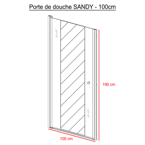 Porte de douche sablé pivotante SANDY sans cadre 100 cm - 6mm