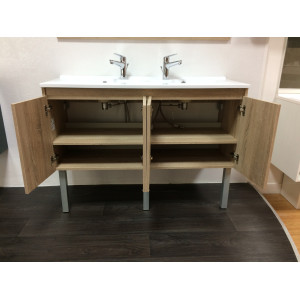 Meuble PROLINE 140 cm avec plan vasque et miroir - Cambrian oak