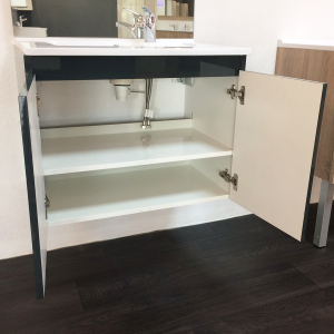 Meuble PROLINE 80 cm avec plan vasque et miroir - Gris anthracite