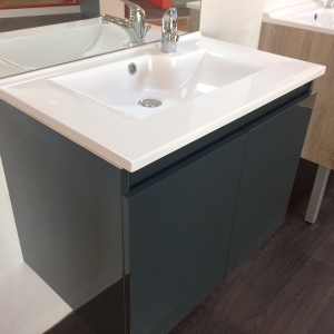 Meuble PROLINE 80 cm avec plan vasque et miroir - Gris anthracite