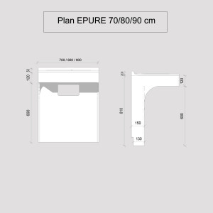 Caisson simple vasque PMR EPURE 90 - Blanc brillant