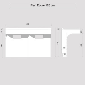 Caisson double vasque EPURE 120 - Blanc brillant