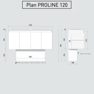 Caisson double vasque PROLINE 120 - Blanc brillant